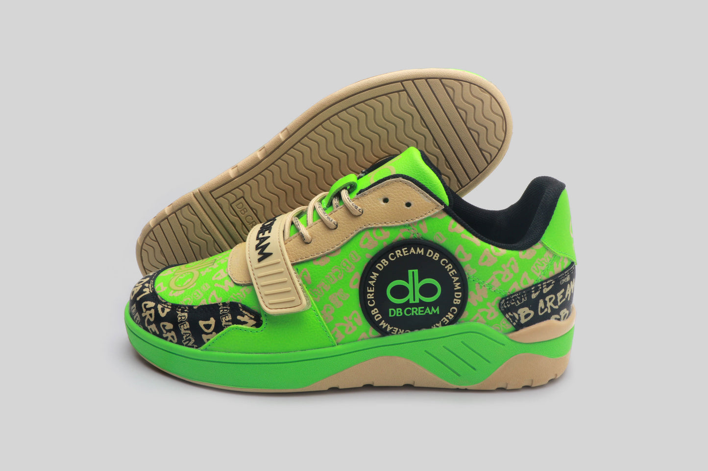 DB CREAM Logo Print “OG Ue Trainer’ Leather Sneakers High End Luxury